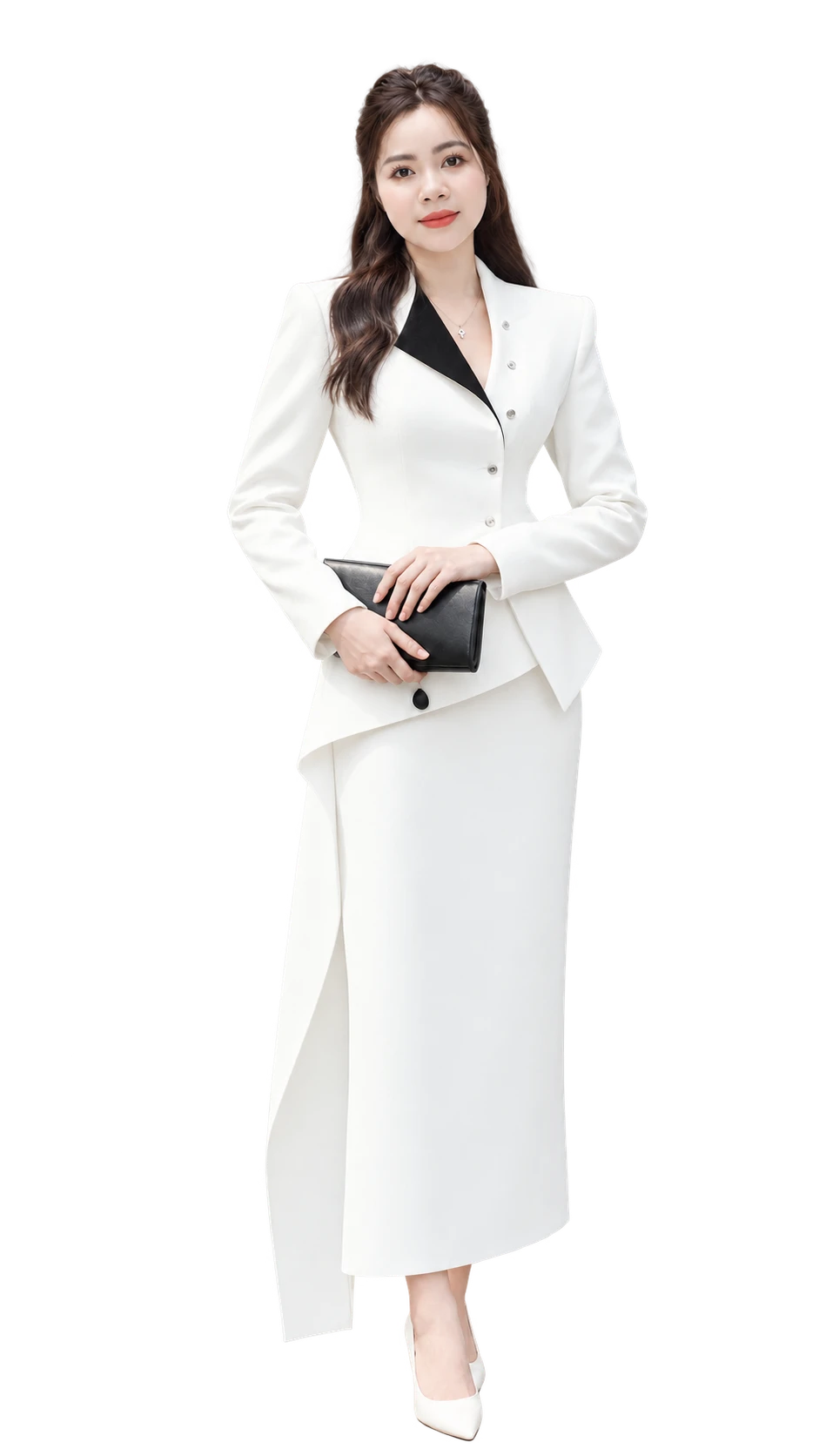 Chân dung Nguyễn Linh Hà trong bộ vest trắng